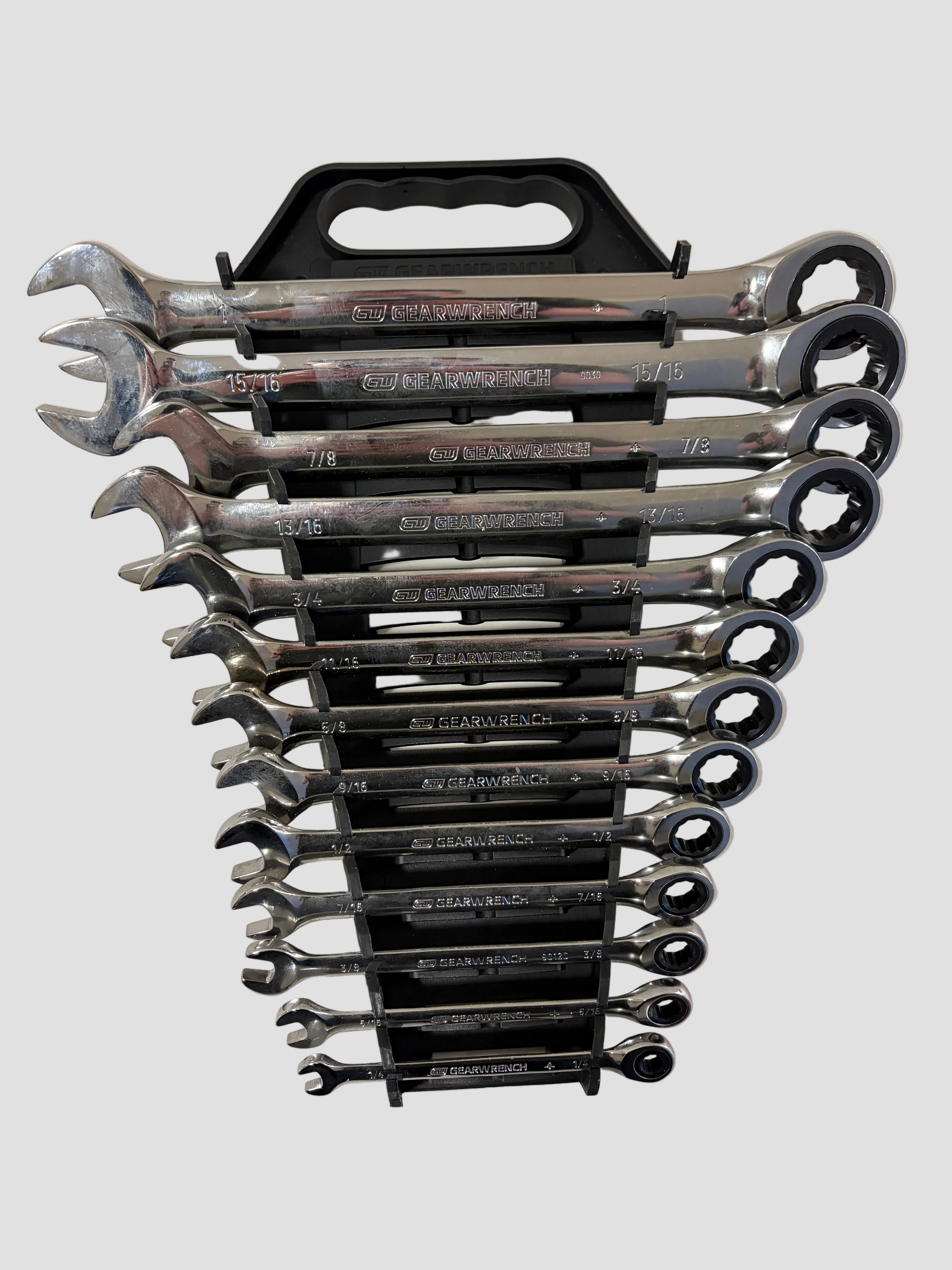 set of silver ratchets in plastic tray
