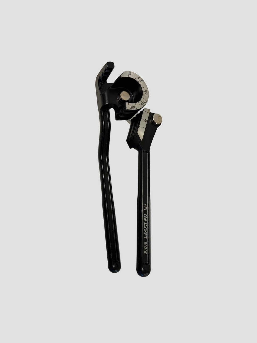 A black metal yellow socket tool with a silver-colored ring and white printed text reading 'YELLOW SOCKET 60110' on one handle, photographed on a plain off-white surface.