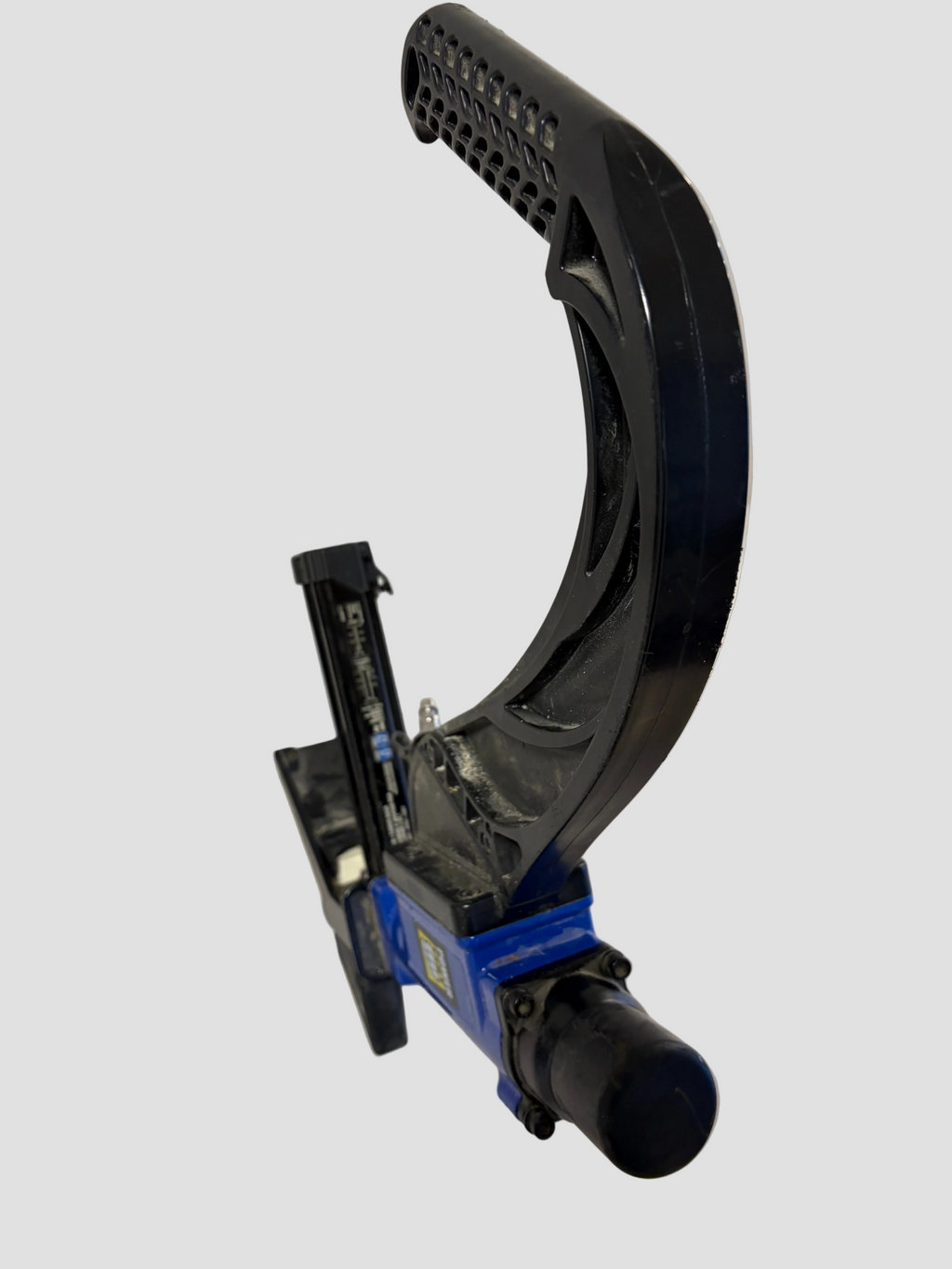 blue pneumatic nailer with black handle
