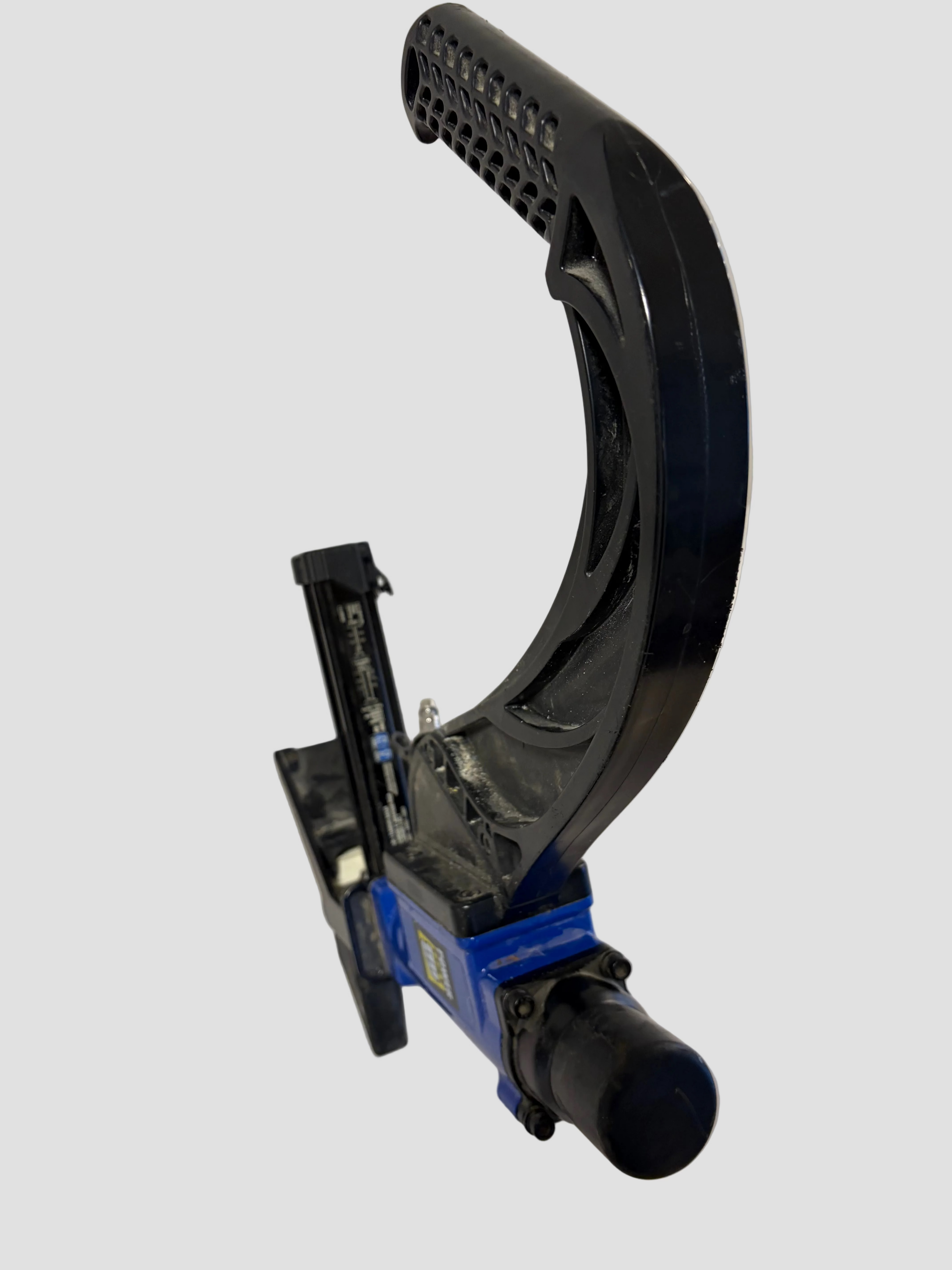blue pneumatic nailer with black handle