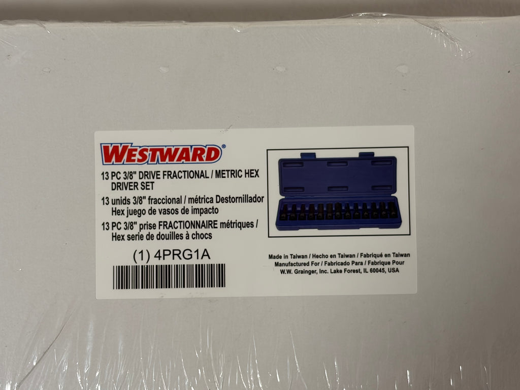 Sealed box and label showing blue case